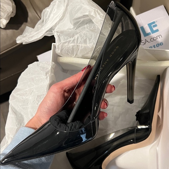 NEW Good American Glossy Black Heels Size 8.5 - Picture 2 of 5
